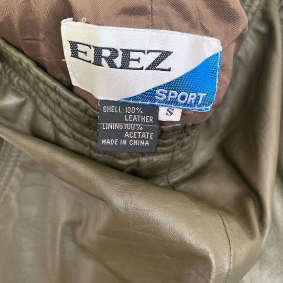 Erez Sport Vintage Women’s Moss Green All Leather Extreme High Rise Cinched Wais - Picture 6 of 6